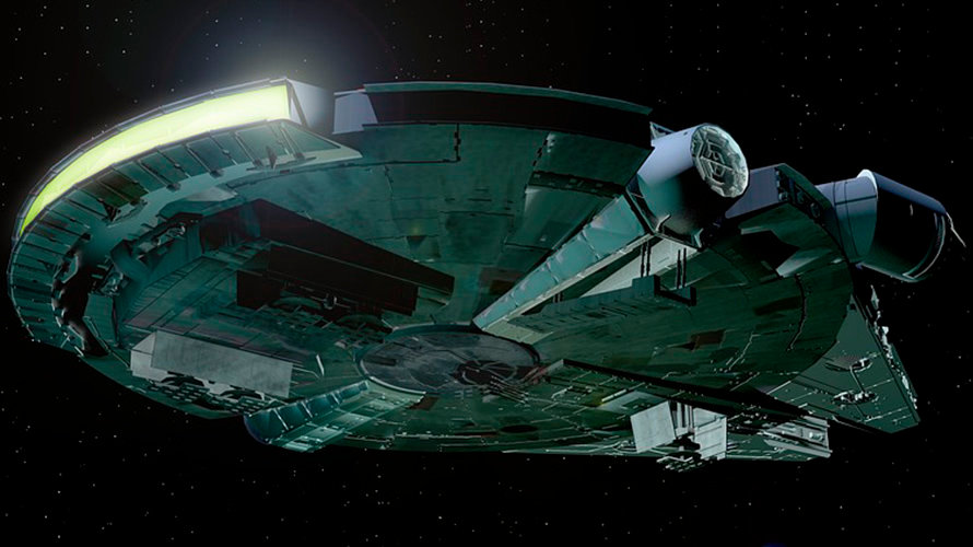 Una nave de Star Wars cruza el espacio