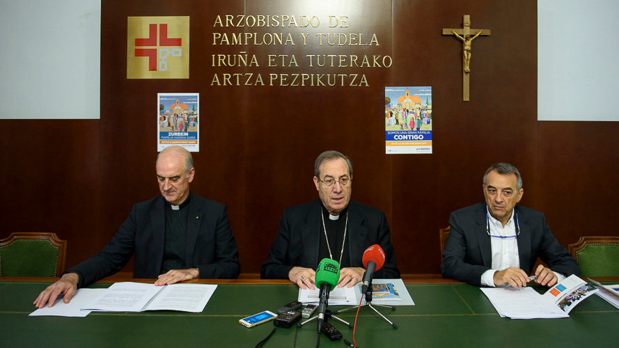 ueda de prensa del arzobispo de Pamplona, Francisco Pérez, con motivo de la celebración del Día de la Iglesia Diocesana. MIGUEL OSES02