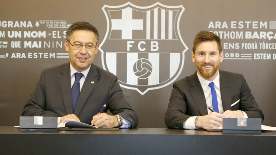 Firma del nuevo contrato de Leo Messi. FC Barcelona.
