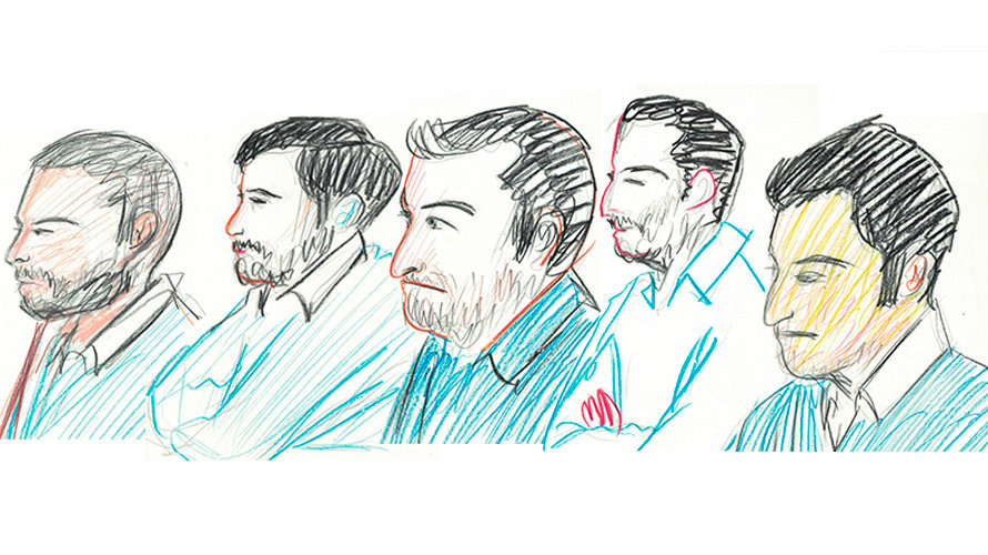 Ángel Boza, Jesús Escudero, José Ángel Prenda, Antonio Manuel Guerrero y Alfonso Jesús Cabezuelo. ILUSTRACIÓN: GUILLÉN ZAZPE