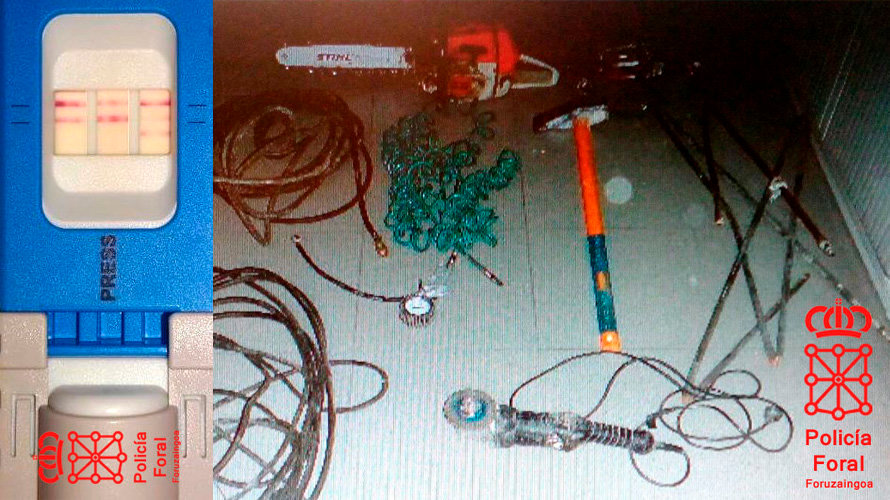 Material presuntamente empleada para robar incaitado al vecino de Rada que ha sido pillado conduciendo drogado en San Adrián POLICÍA FORAL