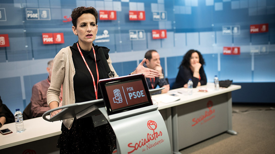 La secretaria general del PSN, María Chivite, interviene en el Comité Regional del PSN. MIGUEL OSÉS (11)