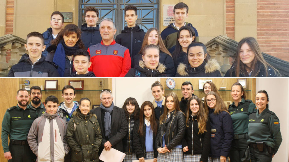 Homenaje de los alumnos del colegio Santa Luisa de Marillac a la Policía Foral y la Guardia Civil en Navarra IMÁGENES CEDIDAS