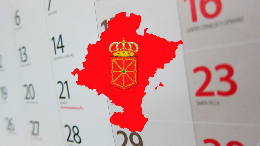 Imagen de un calendario con el mapa de Navarra. ARCHIVO