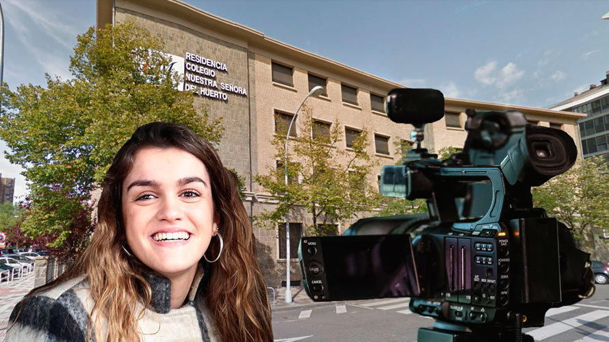 Fotomontaje de Amaia Romero junto a su colegio, lugar elegido para rodar algunas escenas del documental de Operación Triunfo.
