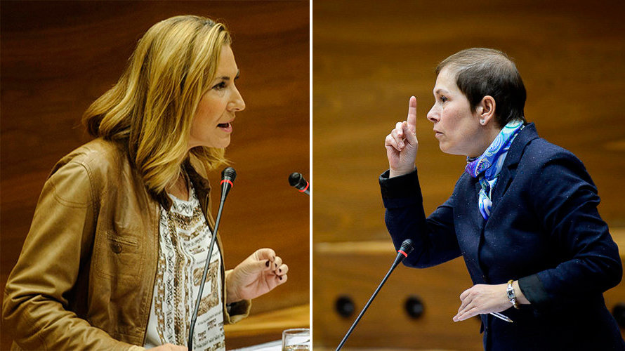 La parlamentaria del PPN, Ana Beltrán, y la presidenta del Gobierno de Navarra, Uxue Barkos.jpg