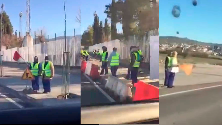 Fragmentos del vídeo en el que denuncian que el Ayuntamiento de Granada utilice hasta 52 trabajadores para una obra de 200 metros