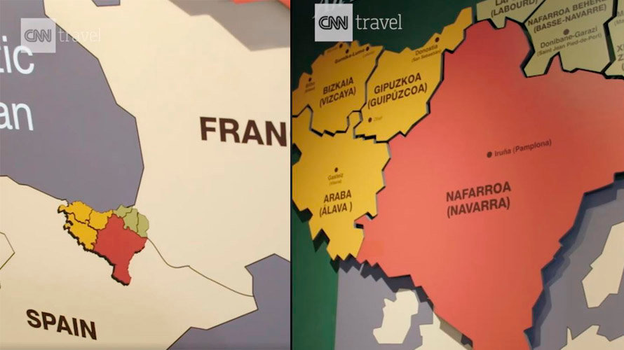 Fotograma del vídeo de la CNN en el que se hace patente la confusión entre Navarra y el País Vasco