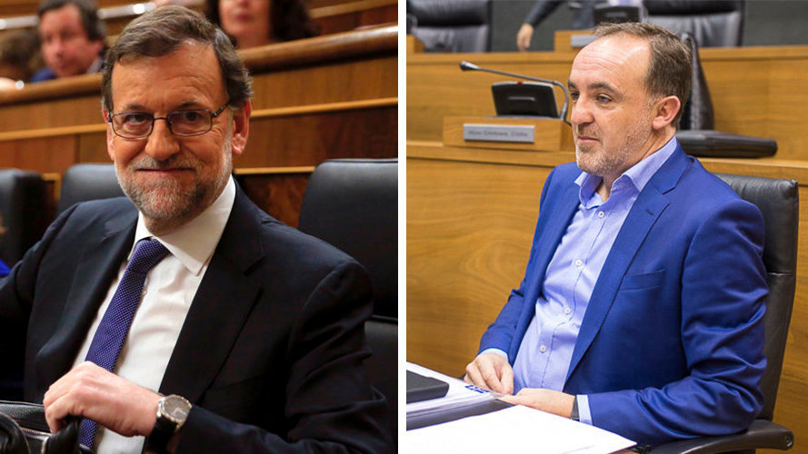 Montaje con dos imágenes de Mariano Rajoy, presidente del Gobierno de España, y Javier Esparza, presidente de UPN. EFE PABLO LASAOSA