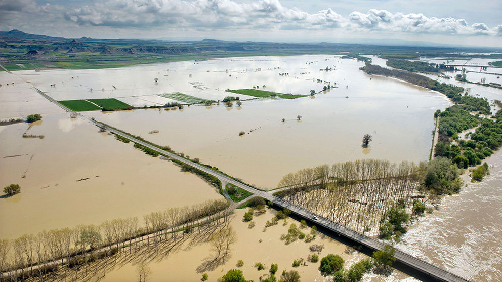 Vista áerea de las zonas inundadas por el Ebro en la Ribera (Ribaforada 4) GOBIERNO DE NAVARRA