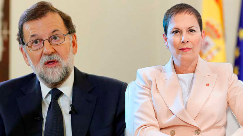 Imágenes del presidente del Gobierno de España, Mariano Rajoy, y de la presidenta de Navarra, Uxue Barkos, en sendas intervenciones ante la prensa NAVARRACOM