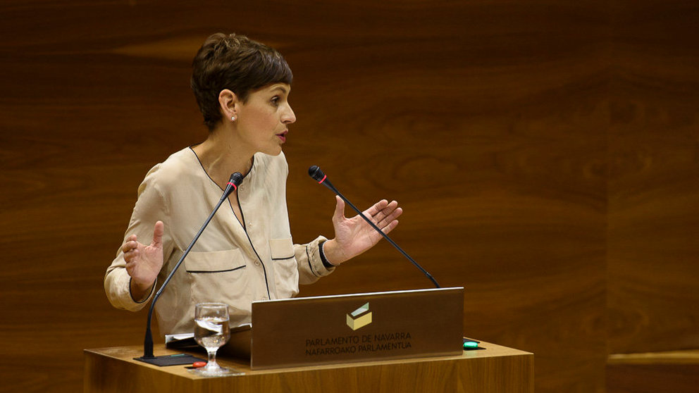 María Chivite, del PSN comparece en el Parlamento de Navarra. PABLO LASAOSA