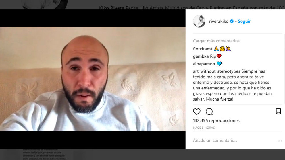 Captura del vídeo que Kiko Rivera ha subido a Instagram comunicando a sus fans su depresión