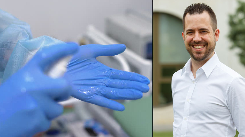 El ingeniero industrial pamplonés Javier Osés ha sido nombrado nuevo doctor de la UPNA y ha elaborado un desarrollo para frenar los contagios con material quirúrgico IMAGEN CEDIDA