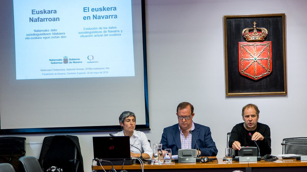 Paula Kasares y Mikel Arregi comparecen en la comisión para la elaboración de una nueva Ley foral del Euskera (04). IÑIGO ALZUGARAY