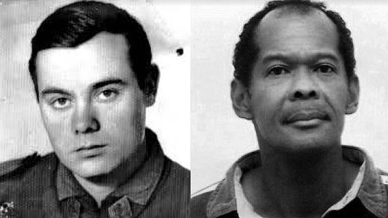 A la izquierda, el guardia civil José Antonio Pardines, primera víctima de ETA. A la derecha, el gendarme francés Jean-Serge Nérin, última víctima.