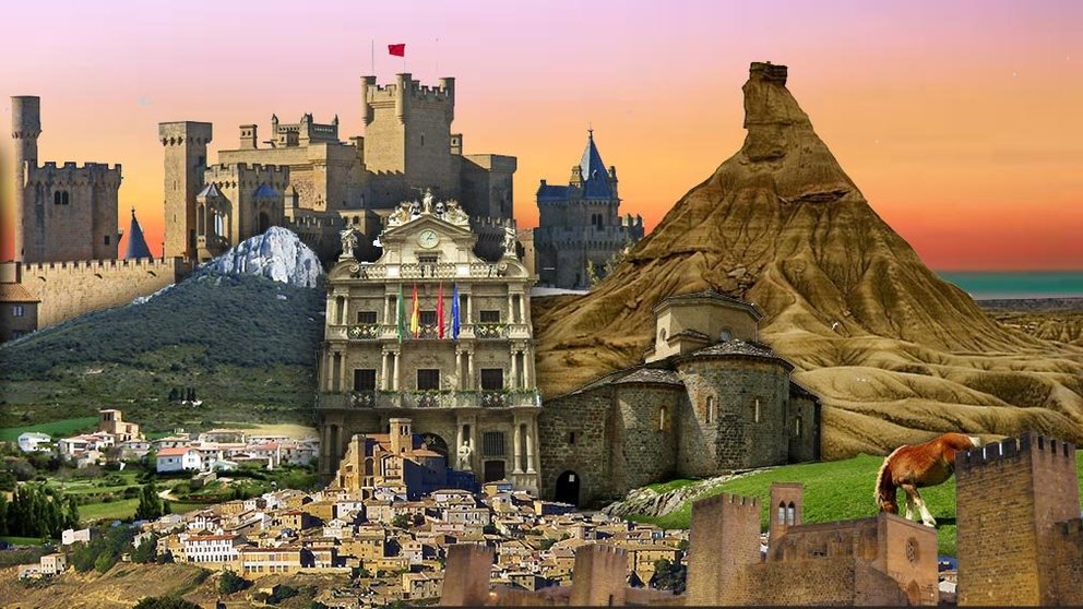 Un collage con lugares icónicos de Navarra