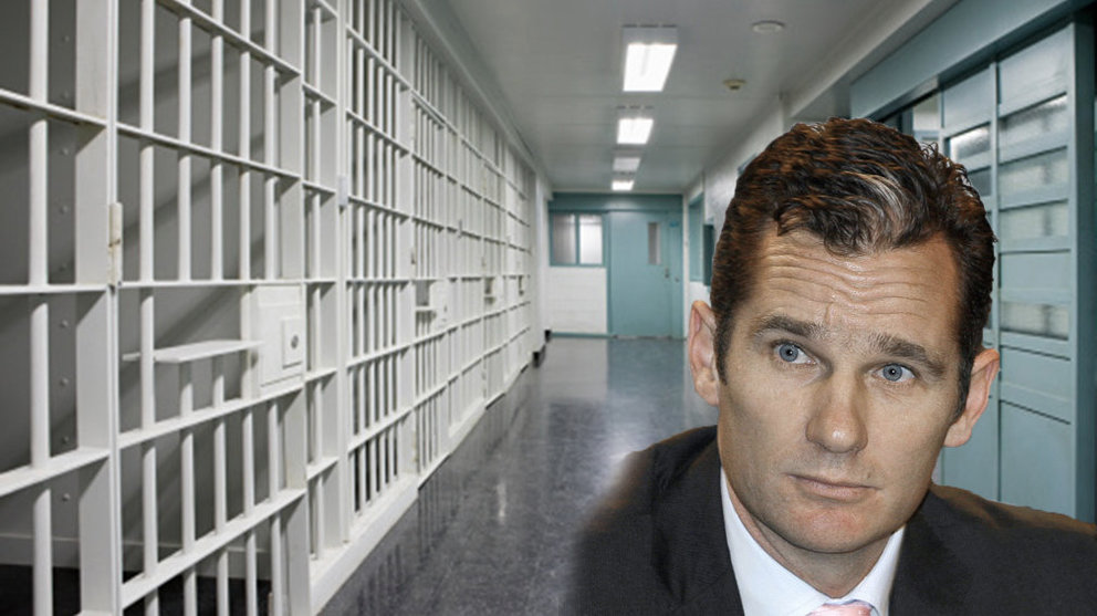Imagen de Iñaki Urdangarin junto a una fotografía de archivo de las celdas de una prisión ARCHIVO