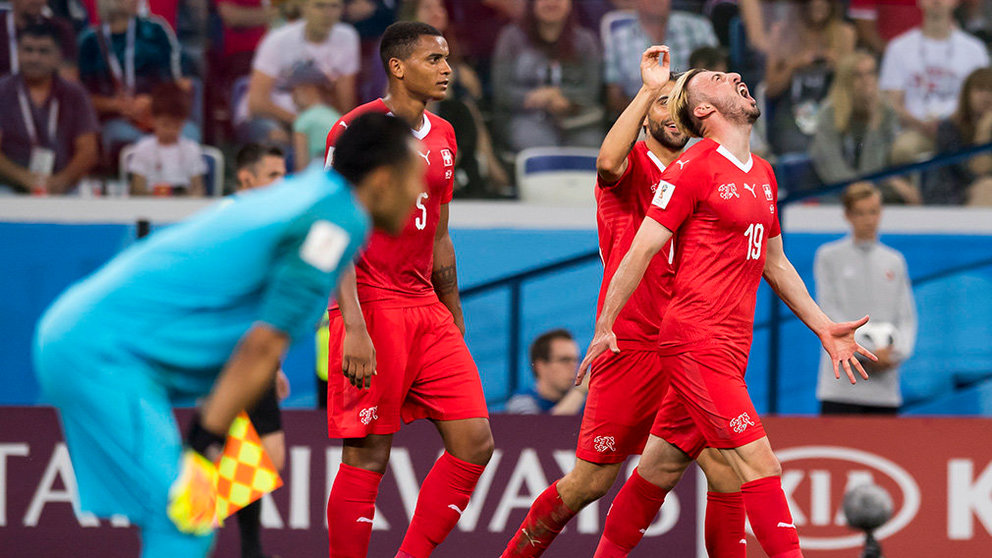 Los jugadores de Suiza celebran un gol ante Costa Rica en el Mundial 2018. EFE/EPA/LAURENT GILLIERON.