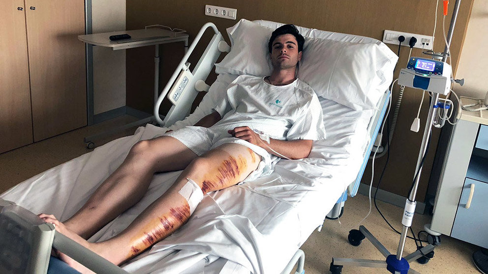 El novillero navarro Toñete hospitalizado después del percance. CEDIDA