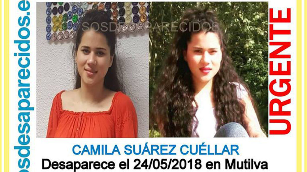 SOS Desaparecidos ha difundido una imagen de la joven Camila Suárez Cuéllar, desaparecida en Mutilva, para tratar de localizarla