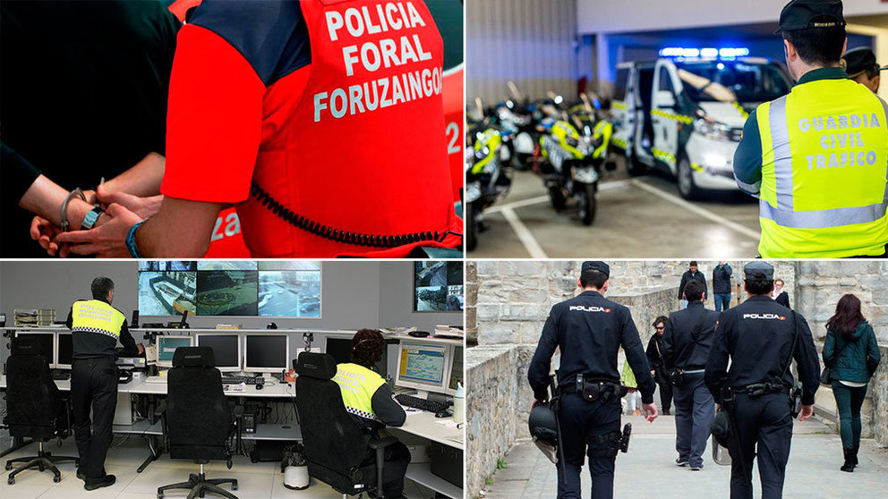 Los diferentes cuerpos policiales que operan en la Comunidad foral de Navarra.