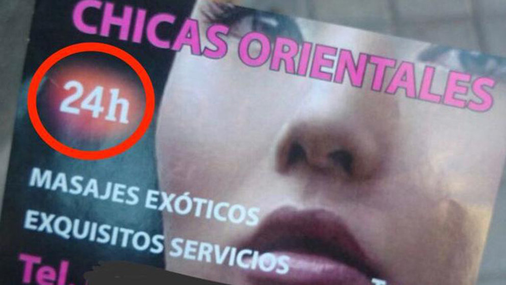 Imagen del anuncio de prostitución que usado el logo del canal público 24 Horas Foto TWITTER