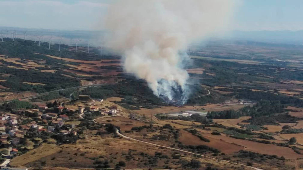 Incendio forestal entre Pueyo y Tafalla