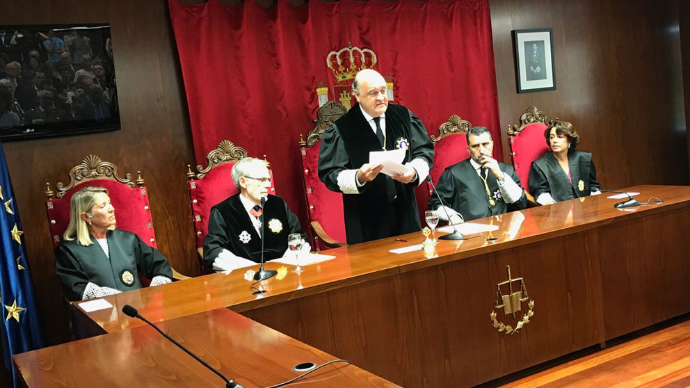 El presidente del TSJN, Joaquín Galve, durante el discurso de apertura del año judicial en Navarra. CEDIDA