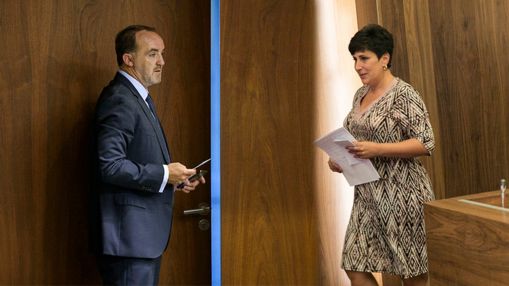 Imagen del presidente de UPN, Javier Esparza, y la portavoz del Gobierno de Navarra, María Solana FOTOMONTAJE NAVARRACOM