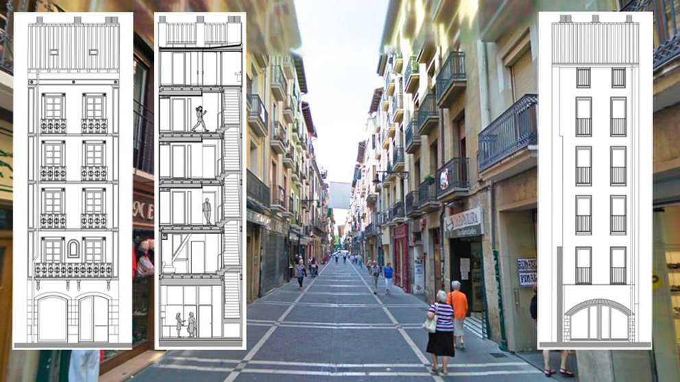 Imagen del proyecto de coliving que desarrolla el Ayuntamiento de Pamplona para entregar viviendas y oficinas de trabajo en un edificio de la calle Mayor NAVARRACOM
