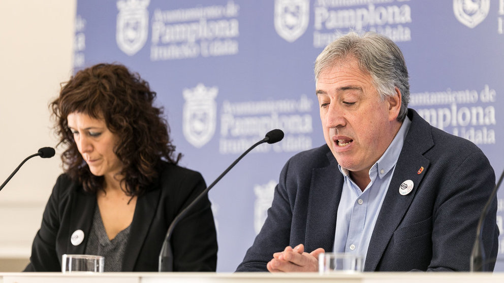 Joseba Asiron, Patricia Perales y Gerardo Hurtado presentan el proyecto de Presupuestos del Ayuntamiento de Pamplona para 2019 (12). IÑIGO ALZUGARAY