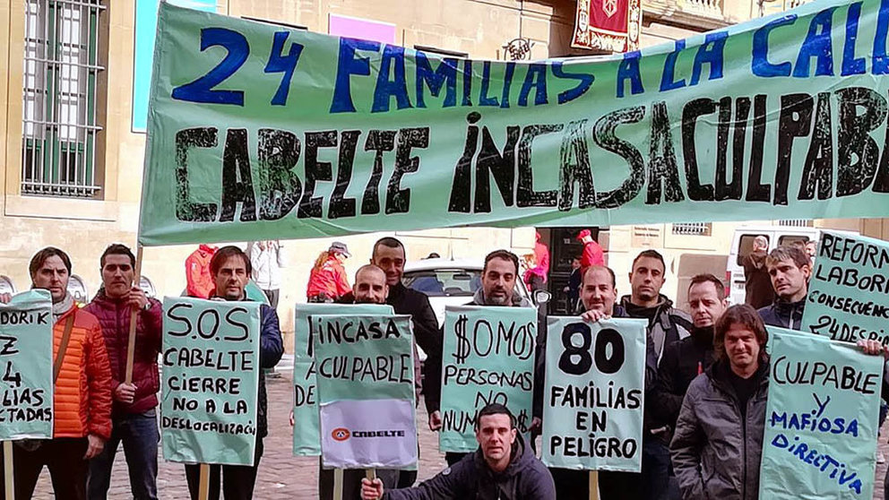 Trabajadores de la empresa Calbete-Incasa en Egüés denuncian su situación en una manifestación. CEDIDA