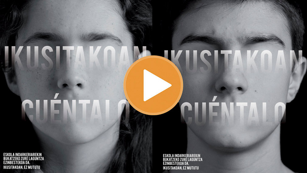 Imagen promocional de la campaña contra el bullying y el acoso en las escuelas que ha difundido el Gobierno foral a través del eslogan Cuéntalo GOBIERNO DE NAVARRA1