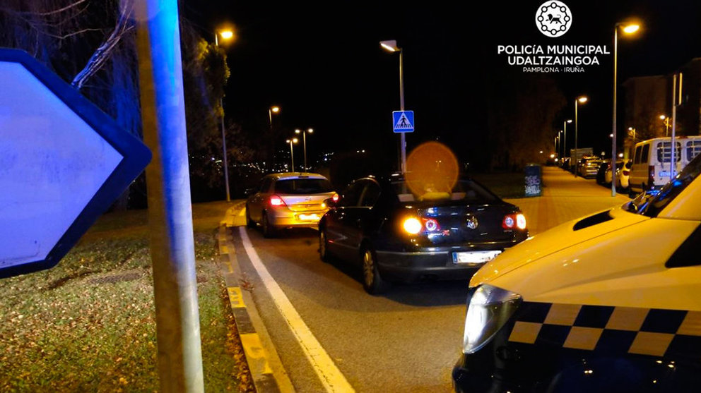 Imagen de uno de los accidentes de tráfico atendidos por la Policía Municipal de Pamplona. CEDIDA