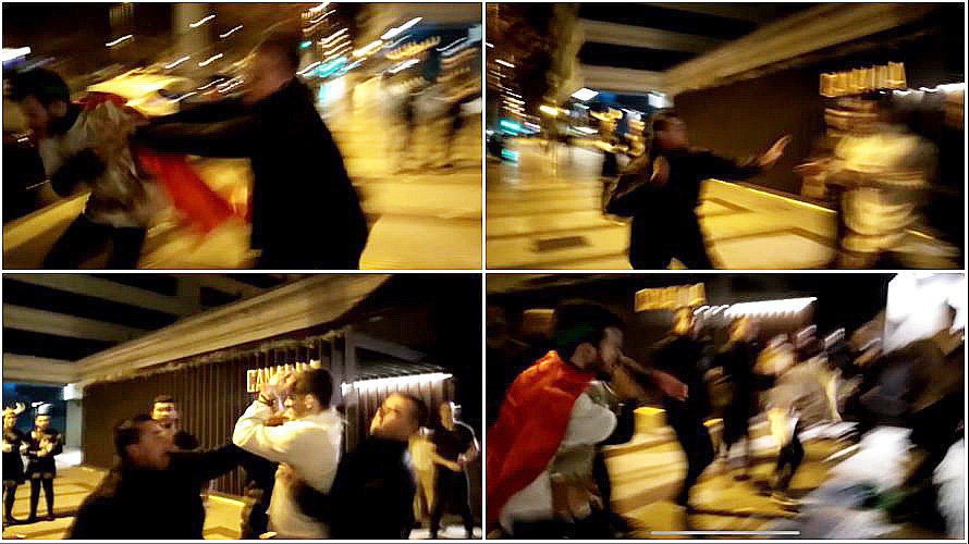 Momento de la agresión en el exterior de la discoteca Canalla de Pamplona.