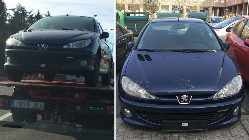 El coche robado en Eslovaquia que la Policía Foral ha recuperado en Burlada POLICÍA FORAL 1