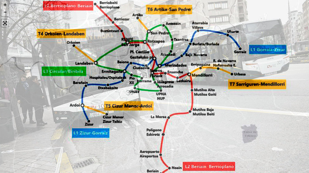Propuesta realizada por dos estudiantes navarros para implantar una red de metro en Pamplona. CEDIDA