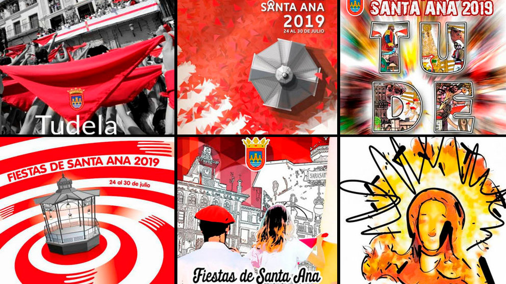 Los seis carteles finalistas para anunciar las fiestas de Santa Ana en Tudela