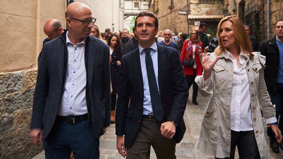 Pablo Casado visita Pamplona durante la campaña electoral. PABLO LASAOSA 1
