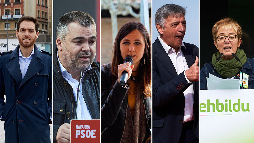 Los candidatos de las principales formaciones políticas que concurren en Navarra a los próximos comicios del 28 de abril. NAVARRACOM