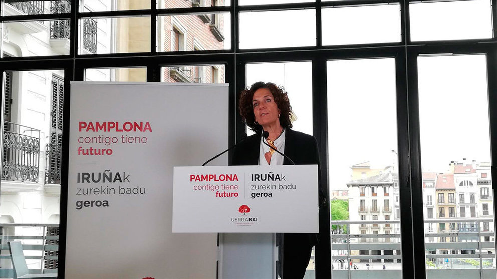 La candidata a la Alcaldía de Pamplona, Itziar Gómez, presenta su programa electoral. EUROPA PRESS