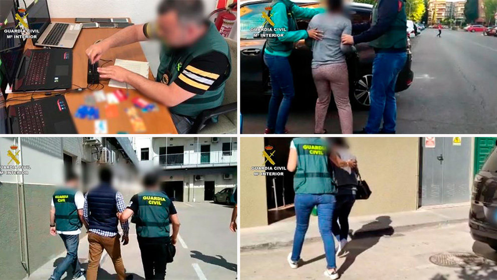 Varias imágenes facilitadas por la Guardia Civil sobre la macroperación en la que se ha detenido a 35 personas. CEDIDA