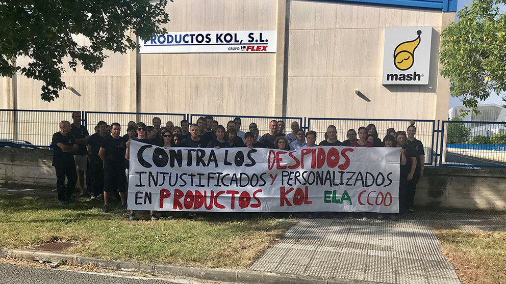 La plantilla de Productos Kol, una empresa ubicada en Sangüesa, se ha movilizado esta semana para denunciar despidos entre sus trabajadores CEDIDA