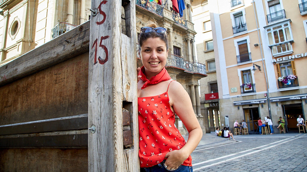 La cantante Cristina Ramos ganadora de Got Talent España y La Voz México y finalista America’s Got Talent en las calles de Pamplona. IÑIGO ALZUGARAY
