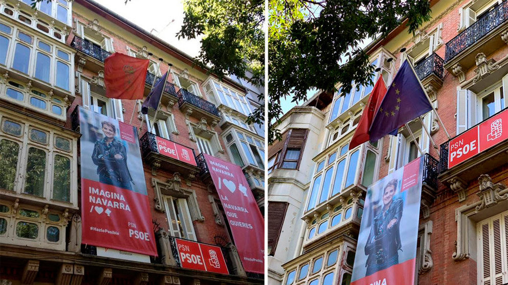 Imagen de la fachada de la sede socialista en el Paseo Sarasate de Pamplona sin la bandera de España CEDIDAS