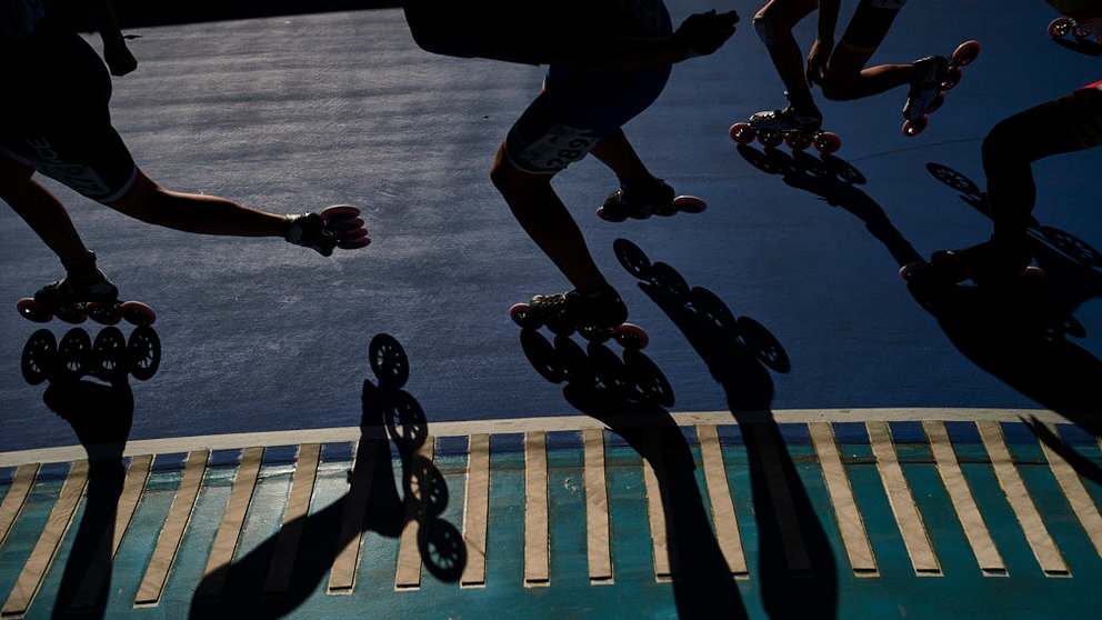La U.C.D. Txantrea acoge las pruebas de pista del Campeonato de Europa de Patinaje de Velocidad. MIGUEL OSÉS
