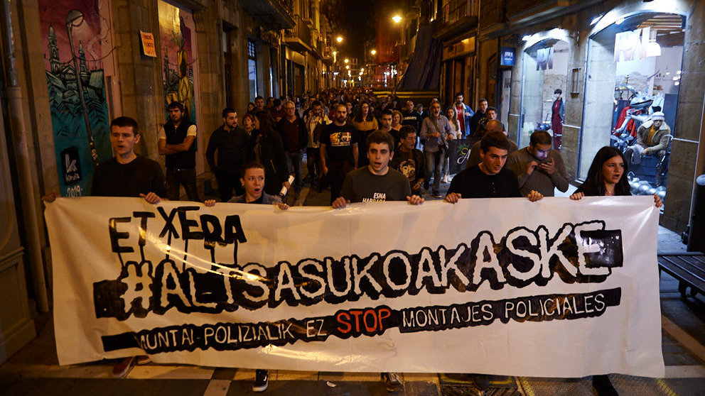 Movilización convocada por Altsasukoak Aske, en protesta por la sentencia del Tribunal Subremo sobre el 'caso Alsasua'. MIGUEL OSÉS