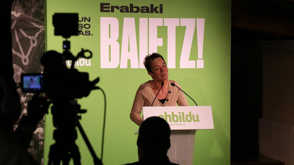 La candidata de EH Bildu al Congreso por Navarra, Isabel Pozueta, en un acto en Elizondo CEDIDA