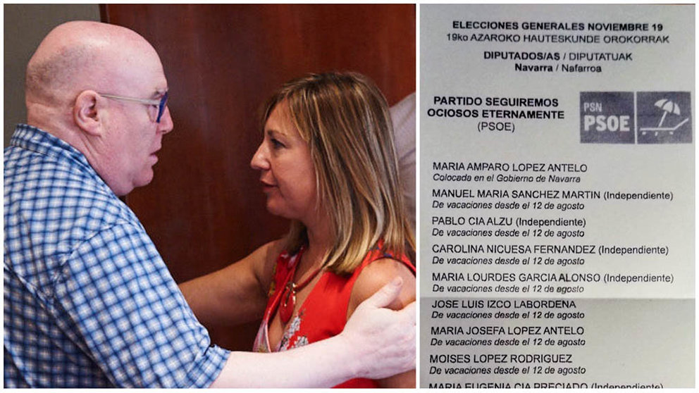 Amparo López (PSN) cedió su puesto en Huarte a Bildu. A la derecha, la papeleta crítica con los socialistas.